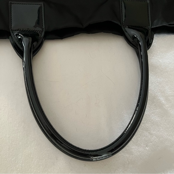 Tory Burch Ella Patent Nylon Tote Large In Black - Picture 13 of 17
